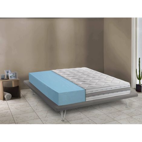 Talamo Italia Colchón doble Sveva, Colchón extraíble en Memory Foam y Waterfoam, 100% Made in Italy, Antiácaros e hipoalergénico, 140x190h21cm, con embalaje reforzado (1/5)
