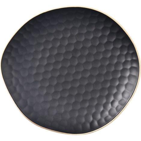 Piatto da dessert piccolo in ceramica nera, ideale per snack, antipasti e dessert. (1/3)