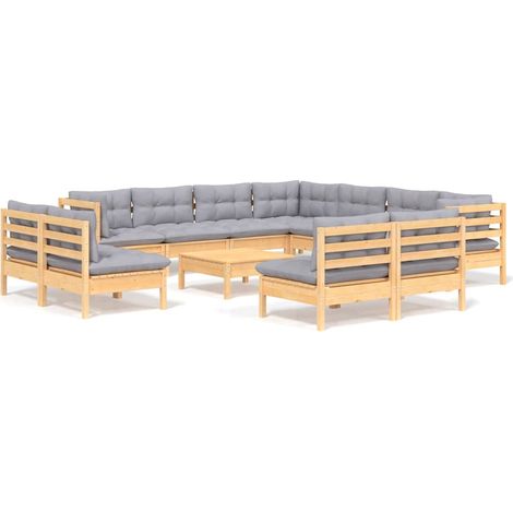 Maison Exclusive - Juego de muebles de jardín 12 pzas y cojines m (1/5)