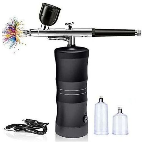 Kit aérographe avec compresseur portable sans fil Mini Air Brush Kit pour peinture, tatouage, nail art, mode, maquillage, décoration de gâteau, barber (1/5)
