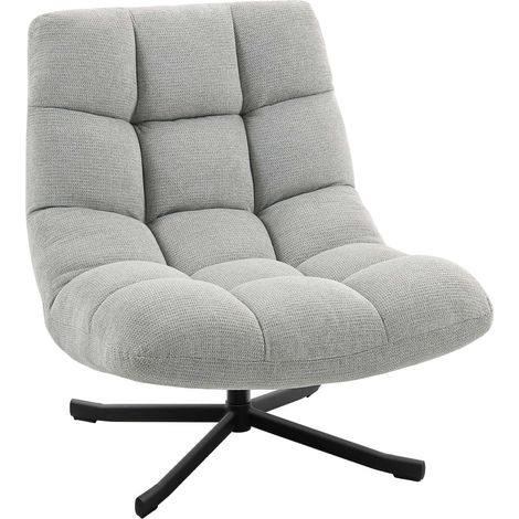 Sillón giratorio, asiento ancho, chenilla resistente al agua, gris claro