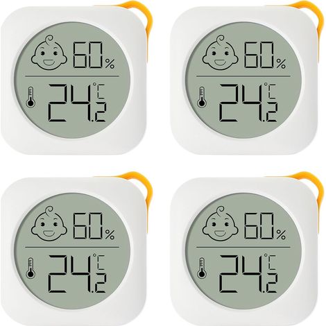 Thermomètre Hygrometre Interieur, 4pc Hygromètre Numérique Mini Digital à Haute Précisio, Moniteur de Température et Humidimètre pour Le Confort du Bureau à Domicile Thermomètre de Reptile (1/5)