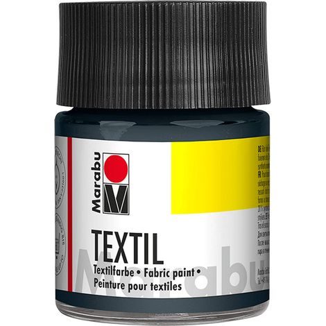 Marabu 17160005078 Textil - Vernice Tessile a Base d'Acqua per Tessuti Chiari, Lavabile Fino a 60 °C, Impugnatura Morbida, Facile da Fissare al Ferro o al Forno, 50 ml, Colore: Grigio