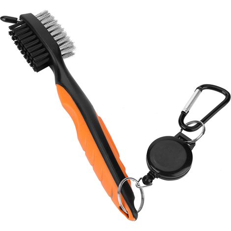 Brosse multi-fonctions pour nettoyage des rainures de clubs de golf, avec mousqueton à zip, outil de nettoyage de golf. (1/5)