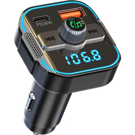 2025 Bluetooth Voiture [Micros Doubles Puissants], Transmetteur FM Bluetooth 5.3 & Charger Rapide Voiture PD 36W+QC3.0 18W, Adaptateur Radio Voiture, Appels Mains Libres, Assistant Siri (1/4)