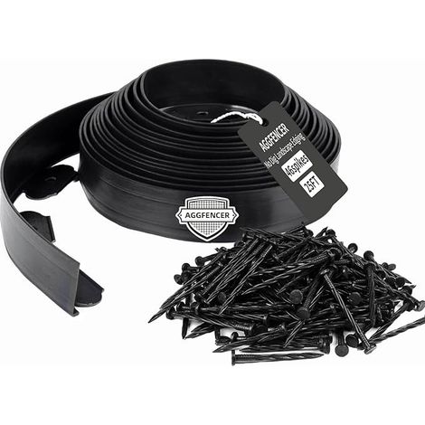10cm x 7,6m Bordure de Jardin Souple Noire Plastique, 46 Ancres de Sol, Bordure Aménagement Paysager, Parterre de Fleurs, Jardin, Pelouse, Cour, Herbe (1/5)