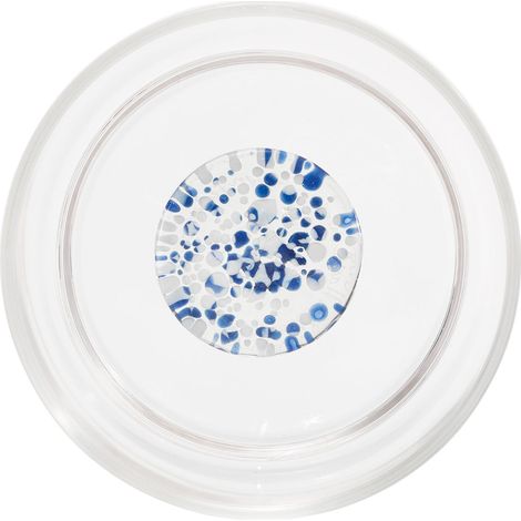 Teca Terrazzo Set 6 Tumbler in Vetro Borosilicato Blu e Bianco, Design a Doppiofondo con Decorazioni Artigianali Astratte, Impilabili e Resistenti