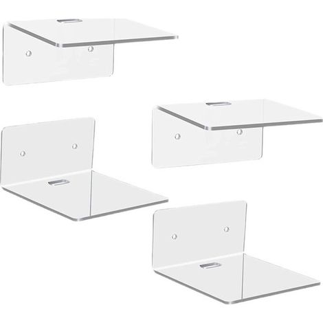 Kleines Wandregal 4er-Pack Kleines Wandregal Schwebendes transparentes Acrylregal Mini-Wandregal mit Lautsprecher und Uhr für Schlafzimmer und (1/3)