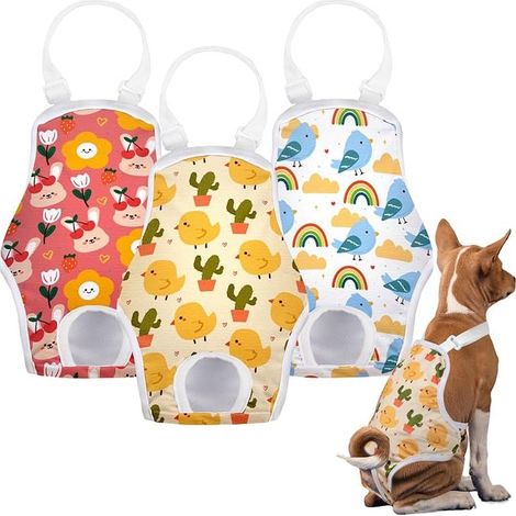 Dog Sanitary Pants - Reusable Dog Puppy Diapers, Washable Pants with Adjustable Straps (S) (1/3)