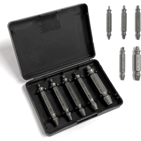 EASYCOMFORT Lot de 5 extracteurs de vis à double tête - Argentés - Faciles à enlever - Adaptés pour les goujons de 2 à 14 mm cassés, les vis, les boulons, les tuyaux d'eau (1/5)