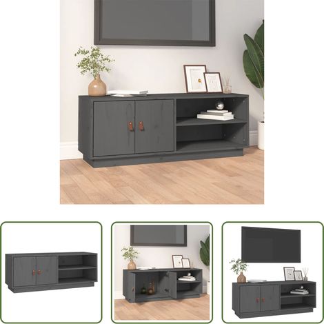 Kiefer Holz - TV-Schrank Grau 105x34x40 cm Massivholz Kiefer (1/5)