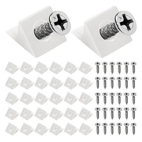 40 Stück Rückwandschrauben, WitBicg Schubladenboden Verstärkung Rückwandverbinder Schrankrückwand Unstoff Keile Schrankrückwand Mit Schrauben - Reparieren Sie Ihre Schlaffen Kommodenschubladen, Weiß (1/5)