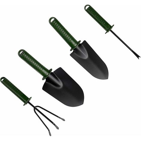 Juego de herramientas de jardín, pala, horquilla y rastrillo, 4 piezas, verde, 2015 (1/4)