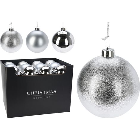pallina di natale Opaca Natalizia Argento 12cm modello assortito