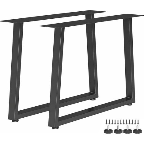 Tischbeine aus Stahl, 60 x 43 cm, Set mit 2 trapezförmigen Schreibtischbeinen mit verstellbaren Gleitern und Schrauben, Schwarz (1/5)