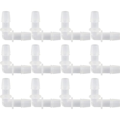 12 raccords de tuyau en plastique, coude à angle droit L, diamètre égal 11,1 mm, adaptateur de raccord cannelé (1/5)