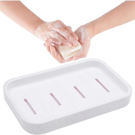 1Pcs Porte-Savon,Repose Savon,Porte-Savon Double Couche,Porte Savons Plastique étanche,économiseur de Savon pour la Douche,Égouttez et Gardez au Sec,pour Baignoire,évier de Cuisine(Blanc) (1/5)