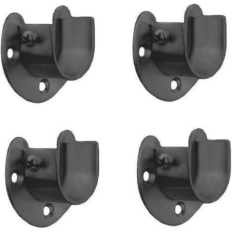 FENOPLASTICASupport de tringle de penderie en acier inoxydable Black Edition, support de douille ouvert en U, supports d'extrémité de tringle à rideau de douche (1/5)
