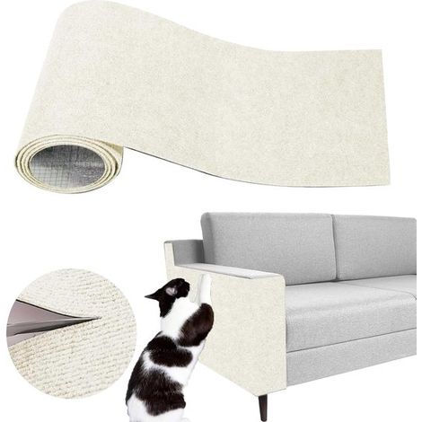 Tappetino antigraffio autoadesivo per mobili. Tappetino antigraffio fai-da-te per divani. Protegge i mobili dagli artigli del gatto. Bianco crema, 100 x 40 cm (1/5)