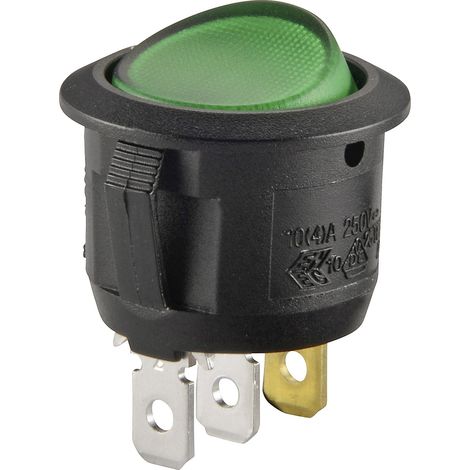 TRU COMPONENTS 700304 Wippschalter R13-112B B/G 200V 250 V/AC 6 A 1 x Aus/Ein rastend 1 St. (1/2)
