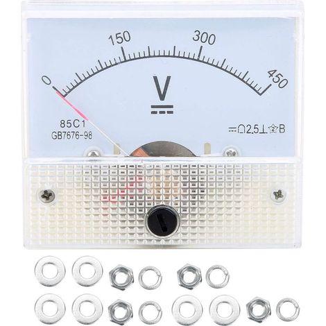 Voltmètre à aiguille Voltmètre analogique Voltmètre 0-450 V CC Voltmètre Testeur de tension Détecteur de tension Panneau de tension Voltmètre Testeur de tension (1/5)