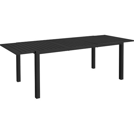 Table de jardin rectangulaire extensible en aluminium 6-8 couverts, dimensions 180/240L x 94l x 73H cm, couleur noire (1/5)