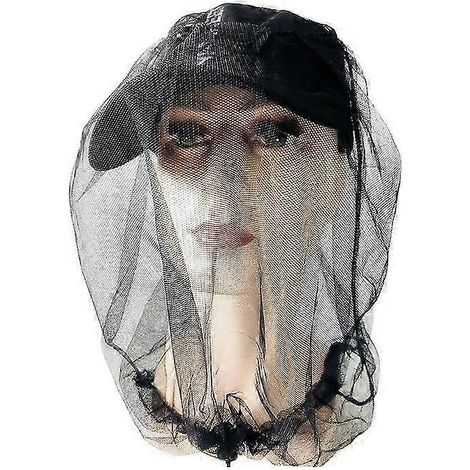 Chapeau de protection en maille pour apiculture et pêche, couvre-moustiques (noir)