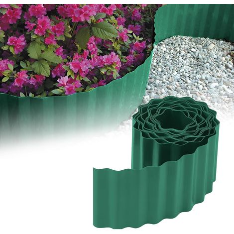 Bordure de lit en Carton ondulé Bordure de Parterre de Fleurs Bordure de lit en Plastique Longueur 9 m, Hauteur 15 cm, Vert (1/5)