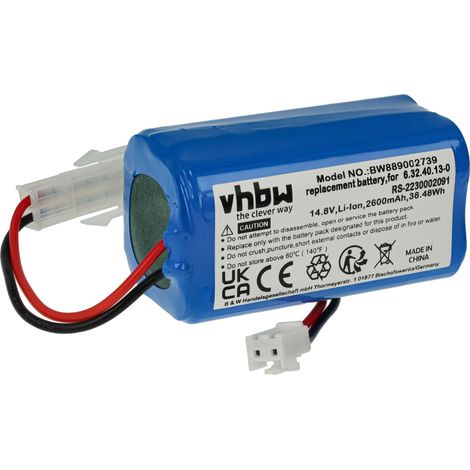vhbw 1x Battery Replacement for Rowenta RS-2230002091 for Home Cleaner (2600mAh, 14.8 V, Li-Ion, without Housing)