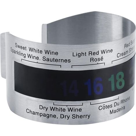 Thermomètre à vin inox/LCD, bracelet capteur pour bouteille (1/5)