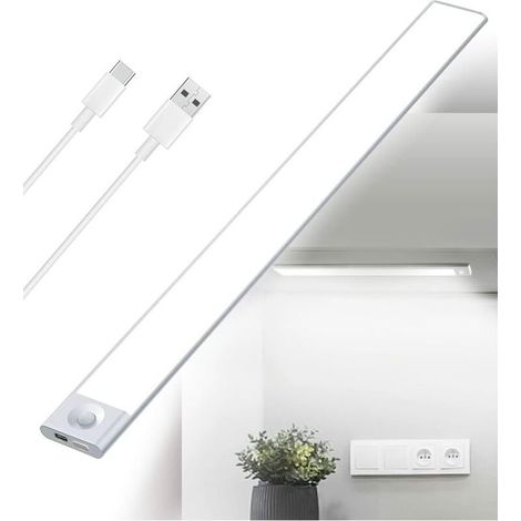 Réglette LED rechargeable 40 cm – 2500mAh – Dimmable avec détecteur de mouvement – Lumière douce pour cuisine et escalier (1/5)