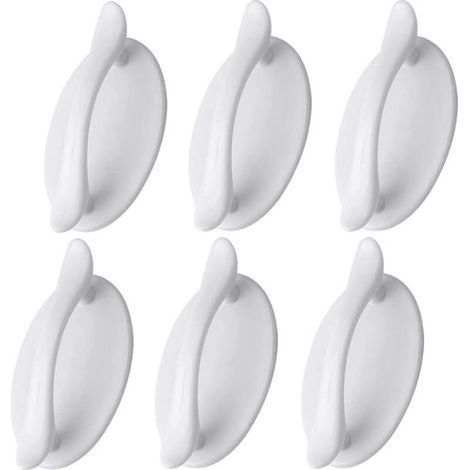 Set mit 6 weißen, selbstklebenden Türgriffen – Kunststoff – Für Türen, Fenster und Schränke (1/5)