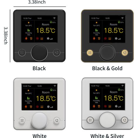 Intelligenter WLAN-Thermostat mit RGB-Farb-LCD-Bildschirm, elektrischer Heizungsthermostat, Konstanttemperaturregler für Innenräume, digital programmierbarer Thermostat (1/2)