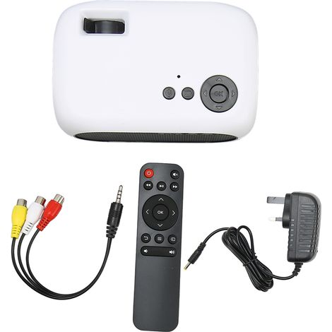 Projecteur portable mini M24, vidéo projecteur home cinéma 360° son surround, multifonction 100-240V blanc prise UK (1/5)