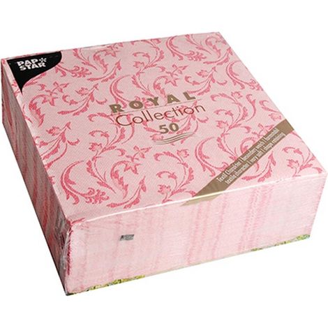 Papstar, 50 tovaglioli Royal Collection 1/4 Piega 40 cm x 40 cm Rosso Damascato, 84998 (1/2)