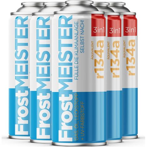 Recharge climatisation voiture R134a – 6 canettes de 400ml – Mastic et huile pour entretien – Installation rapide et facile (1/4)