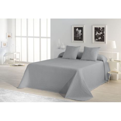 Colcha tejida + 2 fundas de cojín Banús color Perla - Cama de 180 cm - 100% algodón (1/3)