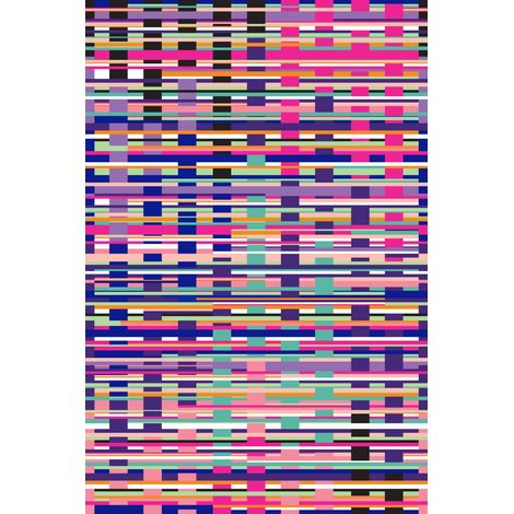 papier peint panoramique rayures graphiques turquoise, noir, violet, rose et blanc  - Origin Wallcoverings (1/4)