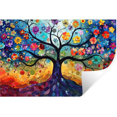 Wall Sticker Art - Tree of Life - Flowers - Hippie 60x40 cm