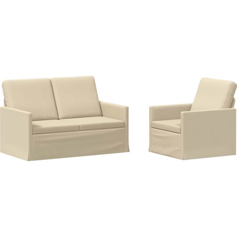 Sofa Set 2 pcs Cream Fabric vidaXL (1/5)