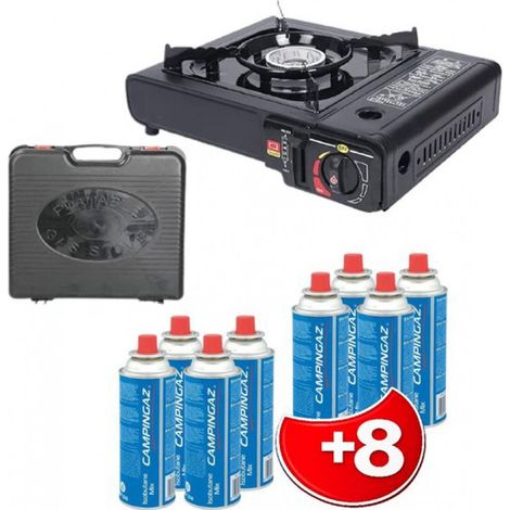 Réchaud à gaz portable – Réchaud de camping – Cuisinière à gaz – Appareil de cuisson – Extérieur – Voyage – 8 bouteilles de gaz (1/5)