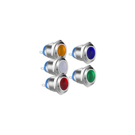 5pcs 12V-24VDC 16mm LED Voyant Lumineux en Acier Inoxydable Voyant Imperméable à Eau (1/4)