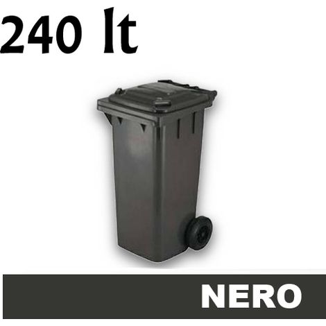 Cassonetto/Pattumiera/Contenitore/Bidone per raccolta rifiuti uso esterno 240lt Nero