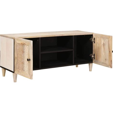 Meuble TV,Banc TV,Armoire TV Blanc 105 x 33 x 46 cm bois de manguier massif CFW311099 (1/5)
