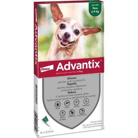 ANTIPARASSITARIO ADVANTIX CANI ELANCO - KG 0/4 CF=PZ 4 - 1 Confezione (1/3)