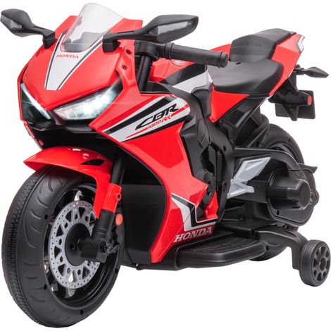 Moto électrique HONDA pour enfant 3-5 ans avec phares klaxon musique roues auxiliaires rouge 90x44x52 cm