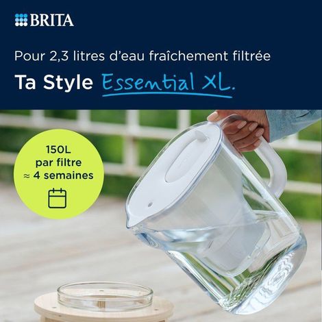 Caraffa filtrante BRITA - Style Essential XL bianca - Capacità 3,6L di cui 2,3L di acqua filtrata - 1 filtro MAXTRA PRO PURE PERFORMANCE (1/5)