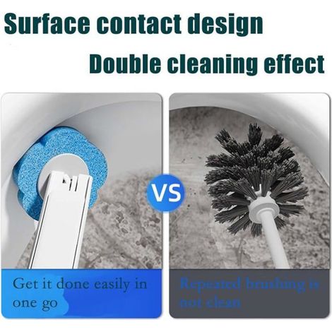 Brosse WC Jetable - Manche Extensible 40 cm - Tête en Éponge avec Détergent Bleu - Support Mural Inclus - 18 Recharges (1/5)
