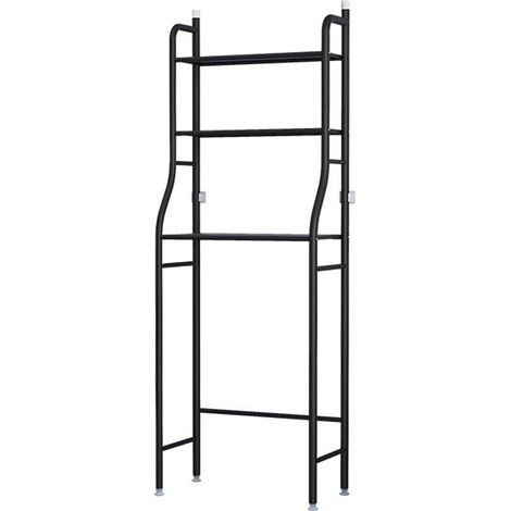 Étagère de salle de bain 3 niveaux grande capacité stabilité optimale gain de place rack métal sol pour cuisine toilettes machine à laver noir (1/3)