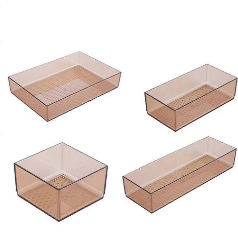 Boîte de rangement de bureau, tiroir d'armoire, séparateur en plastique, boîte à outils pour vaisselle de cuisine, boîte à cosmétiques transparente. (1/5)